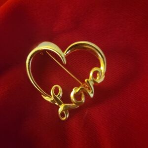 Gold Heart Love Brooch